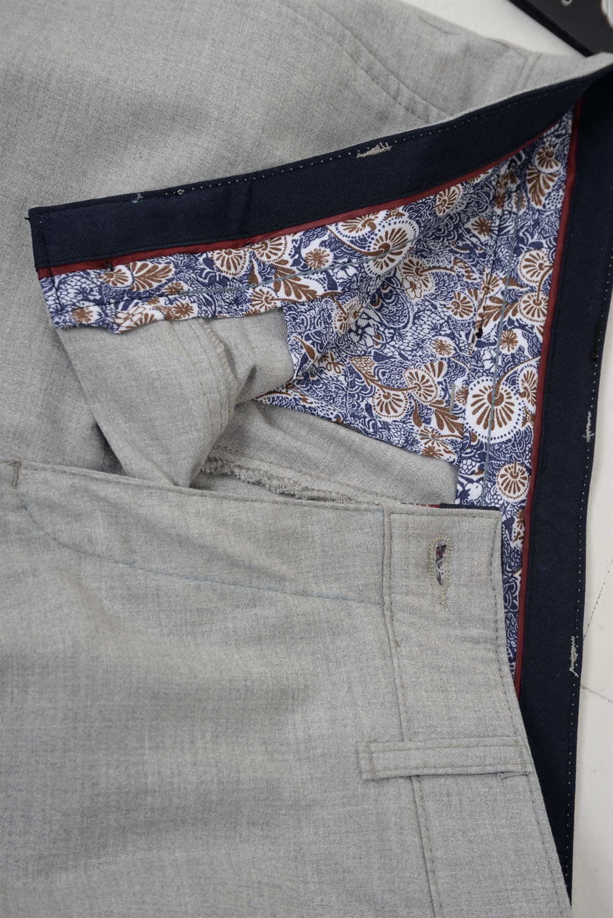 Maserto Açık Gri Skinny Fit Pantolon Düz Desenli