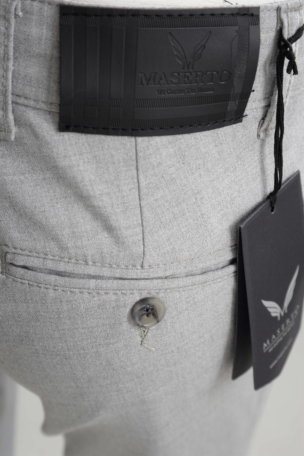 Maserto Açık Gri Skinny Fit Pantolon Düz Desenli