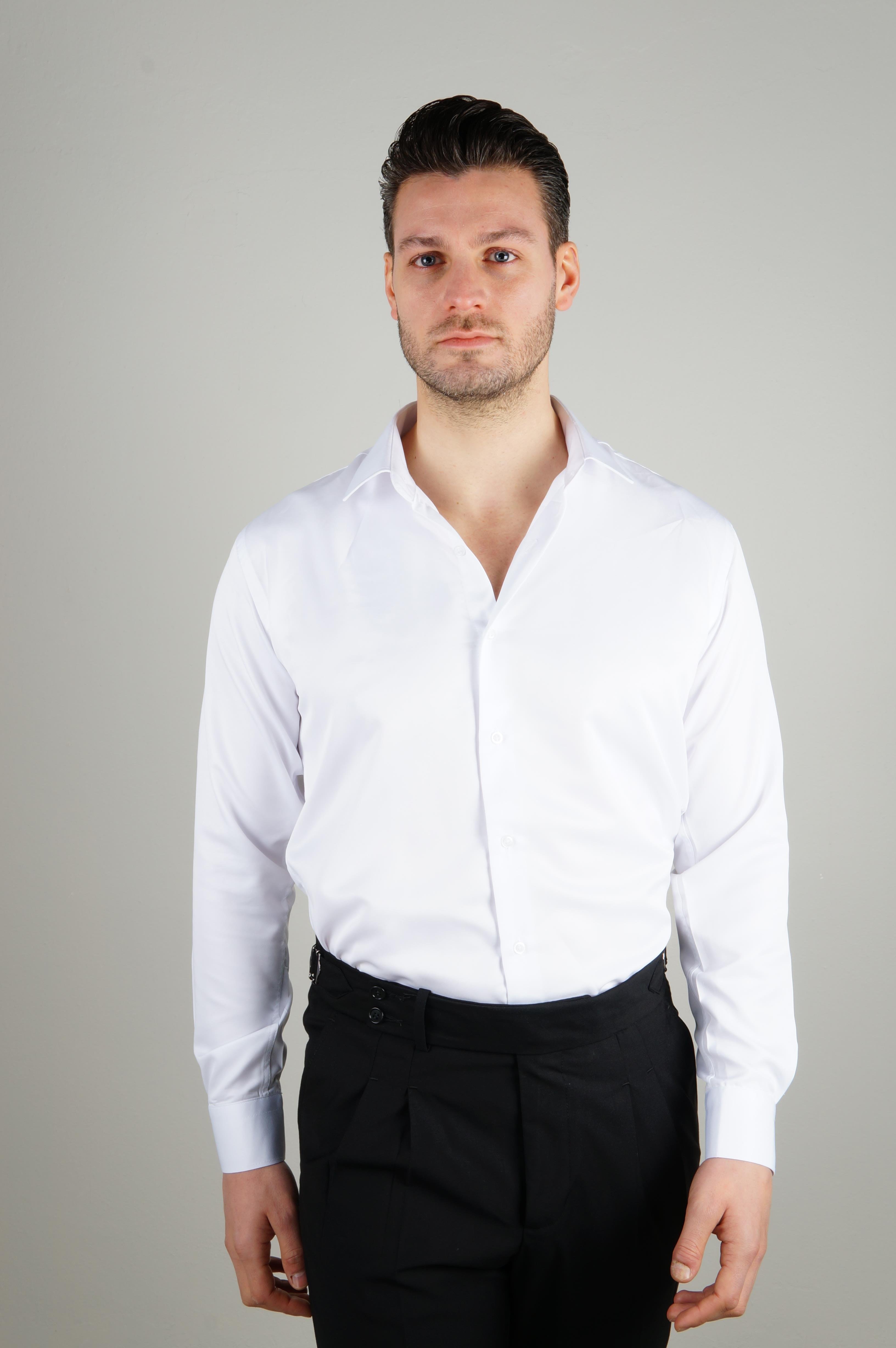 Maserto Basic Uzun Kollu Beyaz Slim Fit Gömlek