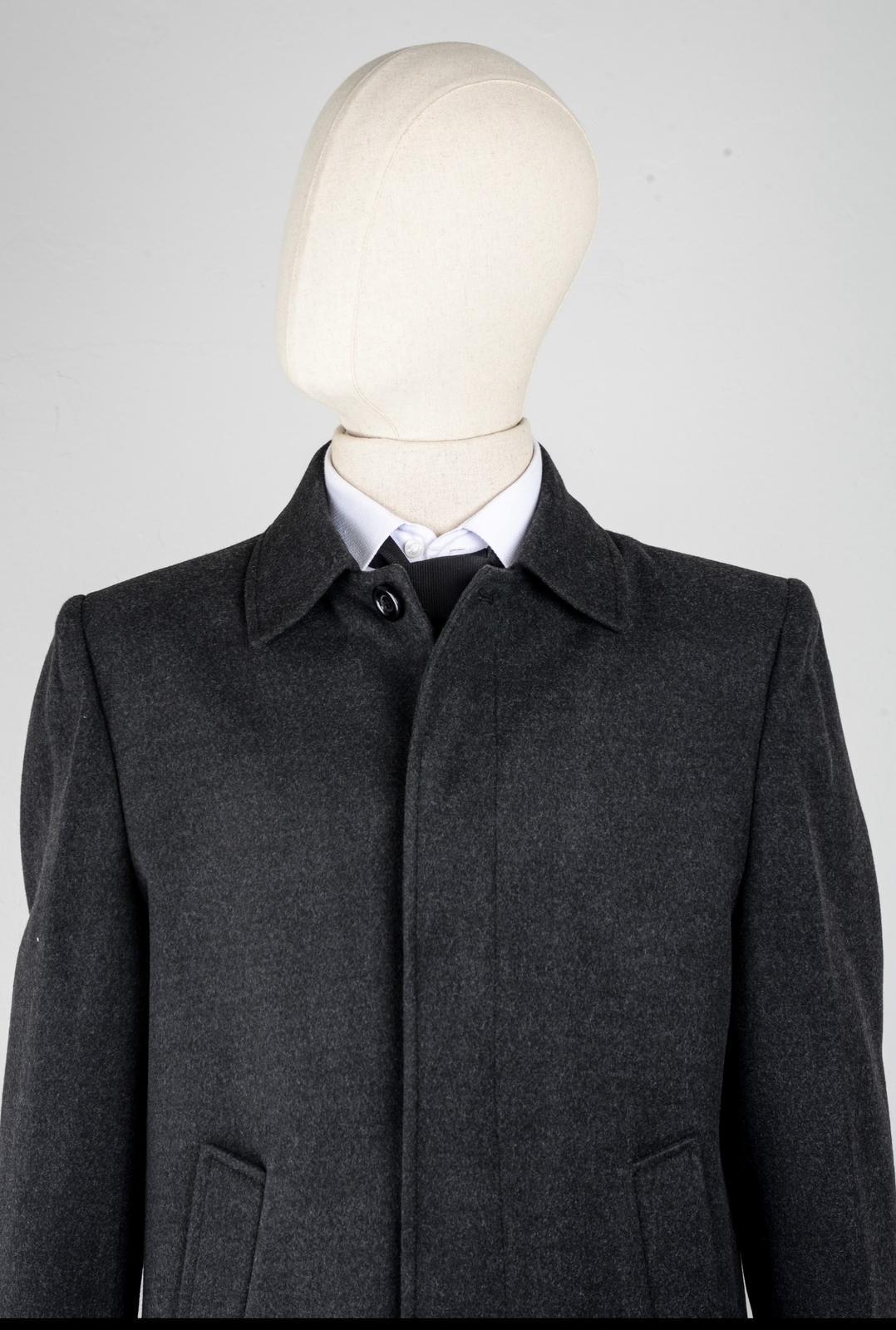 Maserto Erkek Gri Kaşe Kaban Düzen Desenli