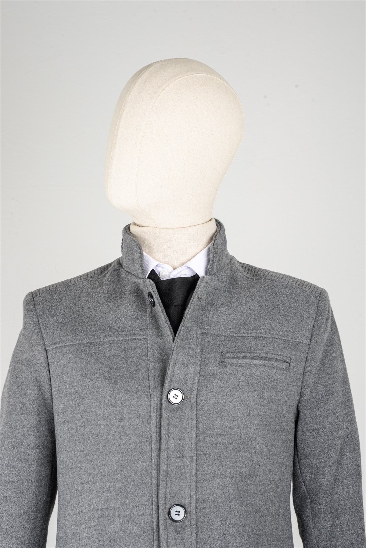 Maserto Gri Kaban Düz Desenli