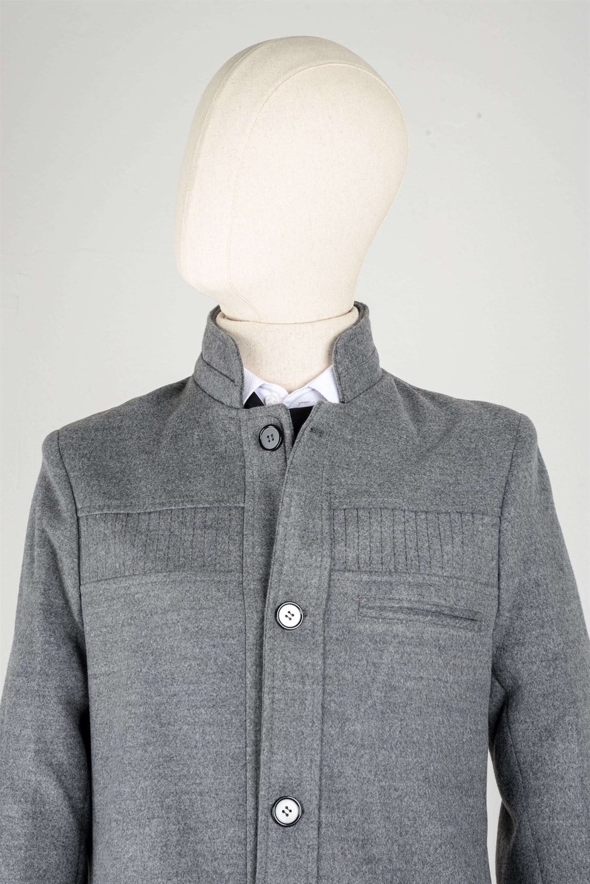 Maserto Gri Kaban Düz Desenli