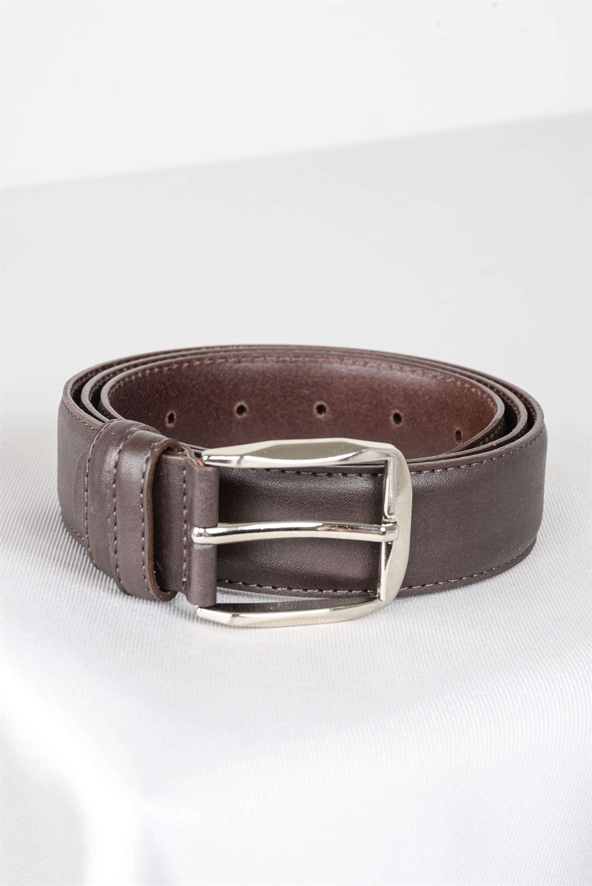 Maserto Kahverengi Kemer Düz Desenli