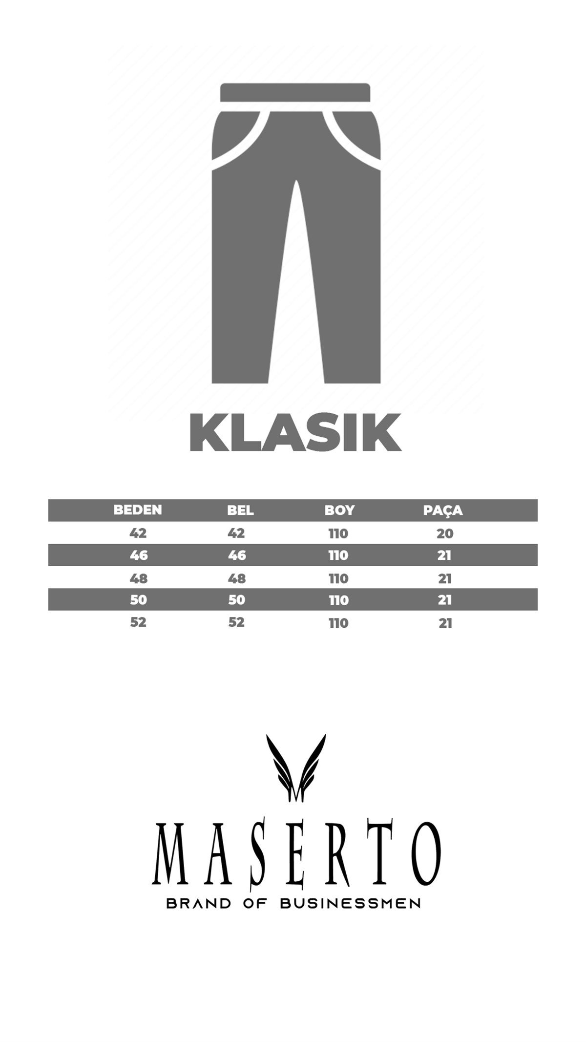 Maserto Klasik Gri Pantolon Düz Desenli