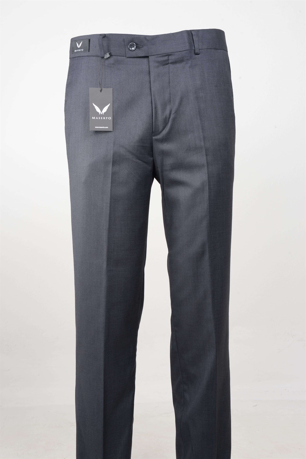 Maserto Klasik Koyu Gri Pantolon Düz Desenli