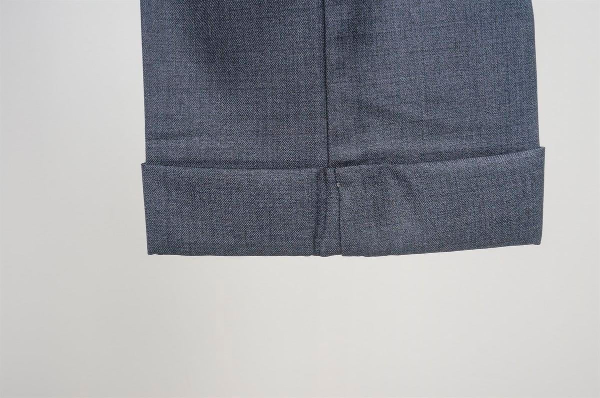 Maserto Koyu Gri Kemer Detaylı Pantolon Düz Desenli