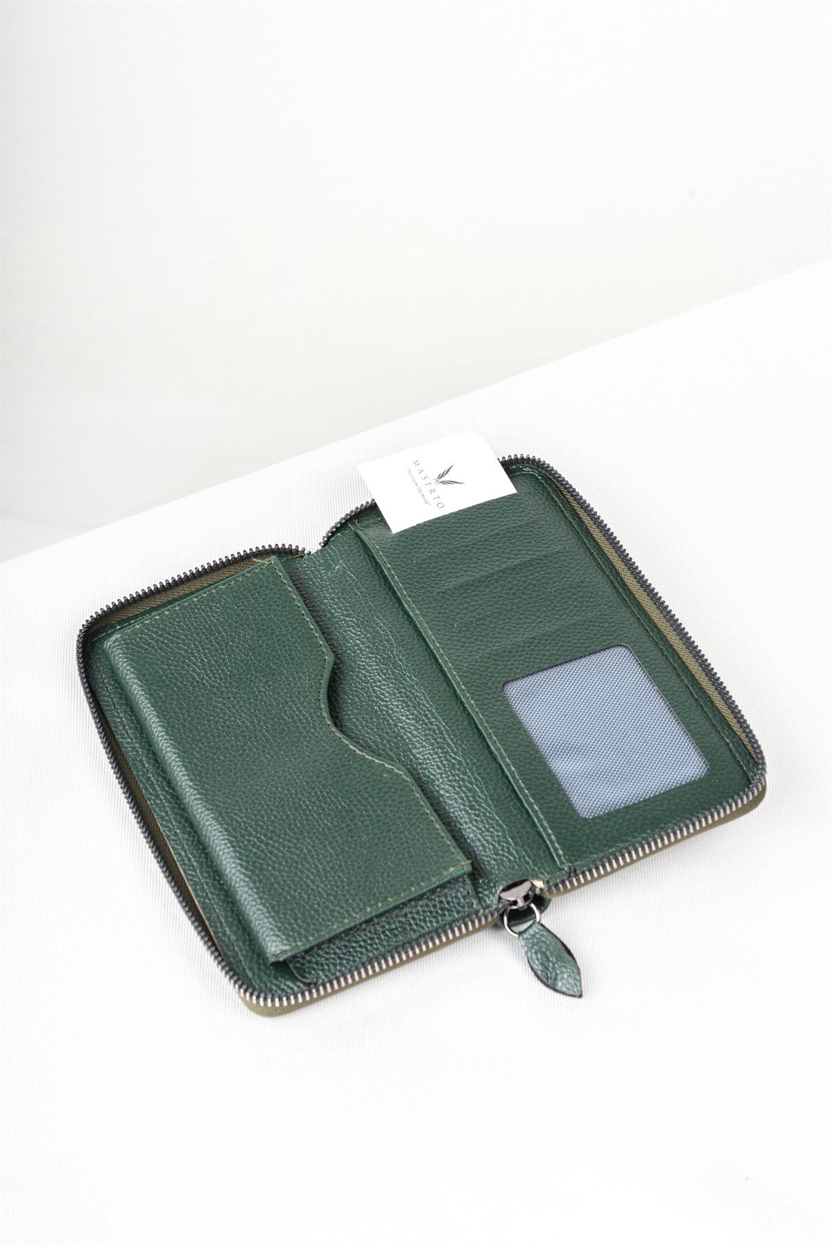 Maserto Koyu Yeşil Cüzdan Düz Desenli