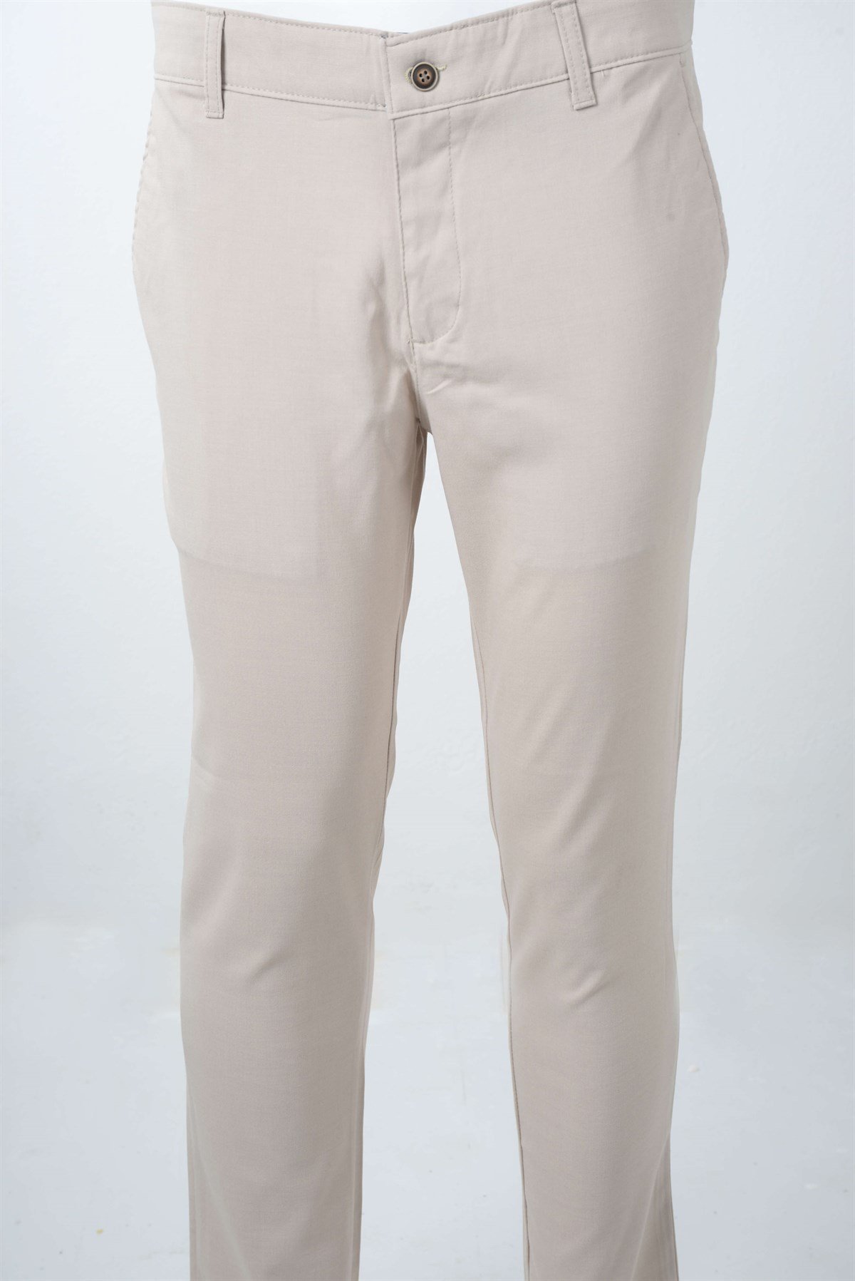 Maserto Krem Skinny Fit Pantolon Düz Desenli