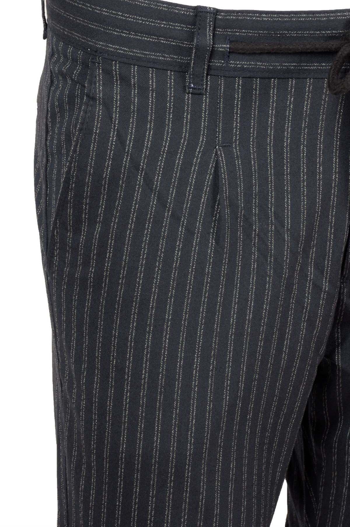 Maserto Lacivert Pantolon Çizgili Desenli