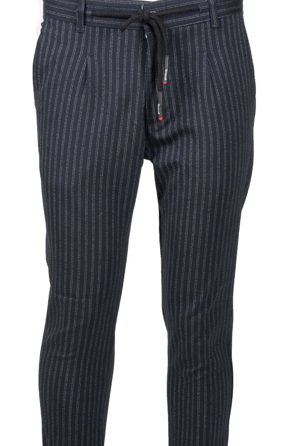 Maserto Lacivert Pantolon Çizgili Desenli