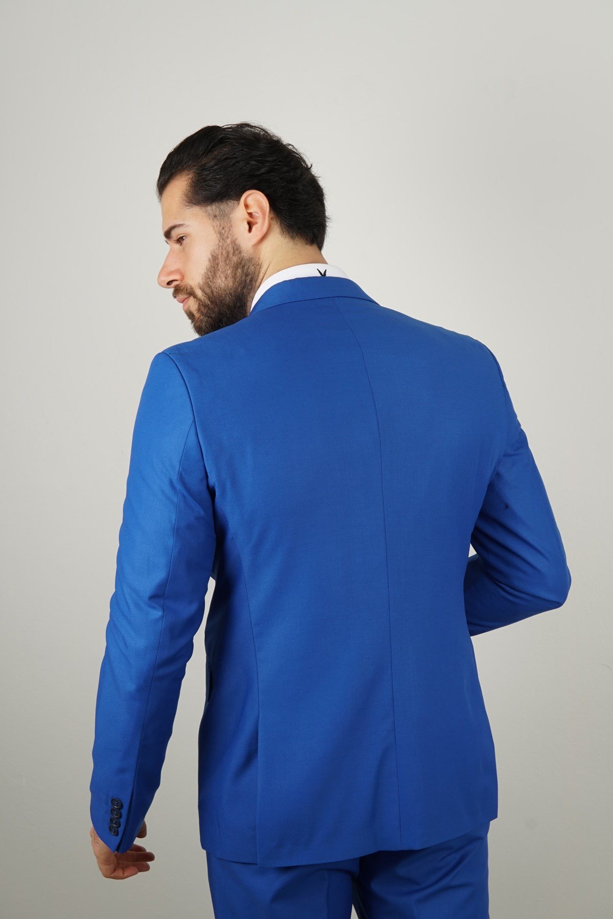 Maserto Mavi Takım Elbise Düz Desenli