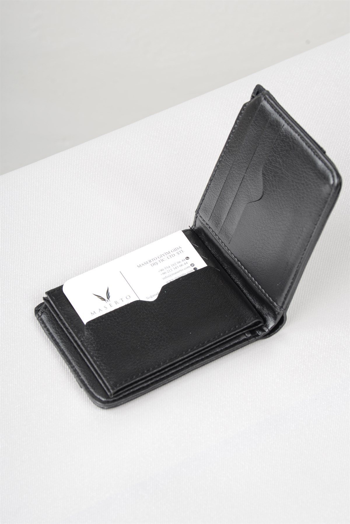 Maserto Siyah Cüzdan Düz Desenli