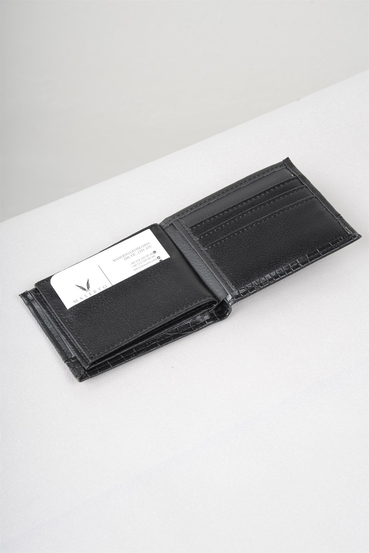 Maserto Siyah Cüzdan Düz Desenli