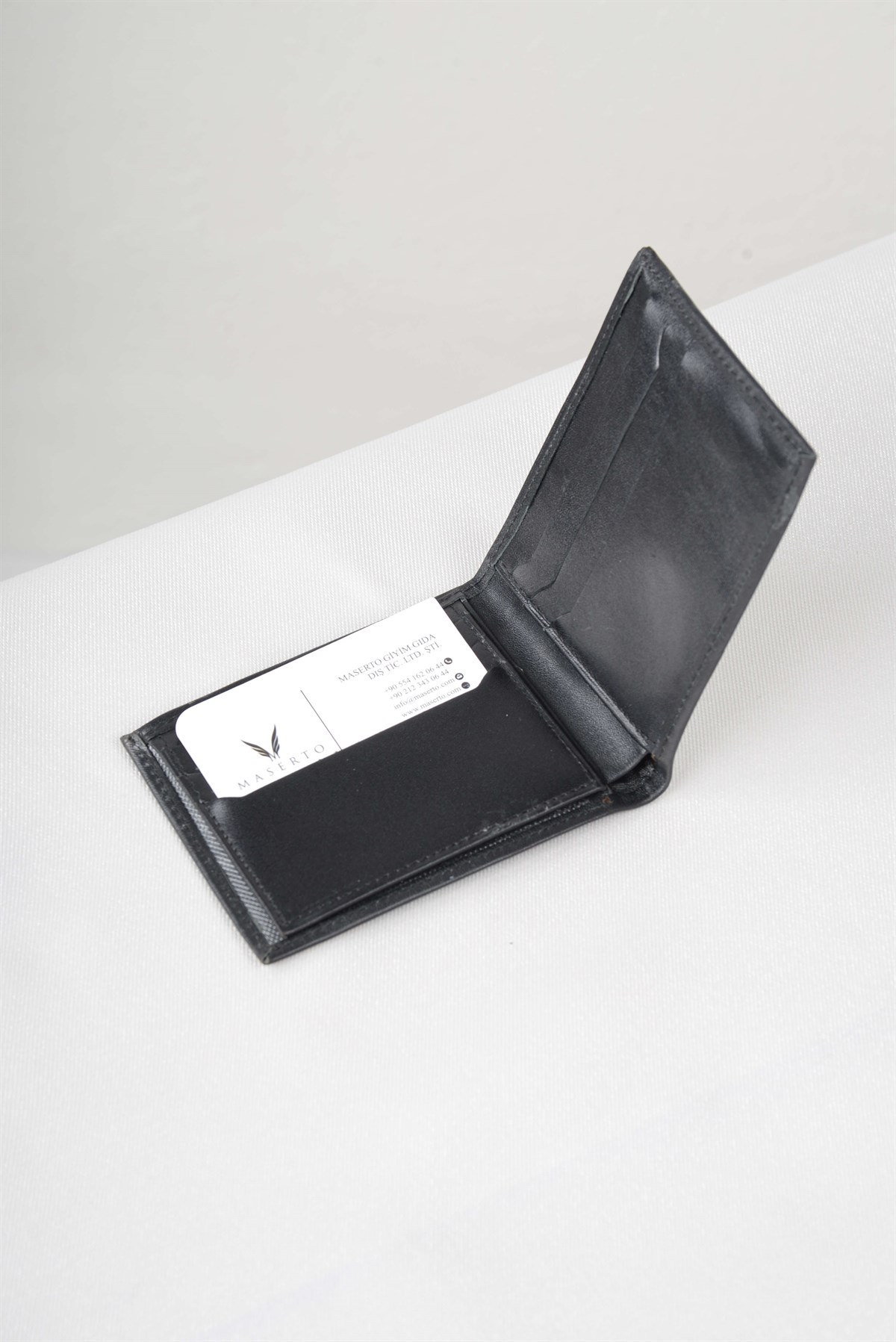 Maserto Siyah Cüzdan Düz Desenli