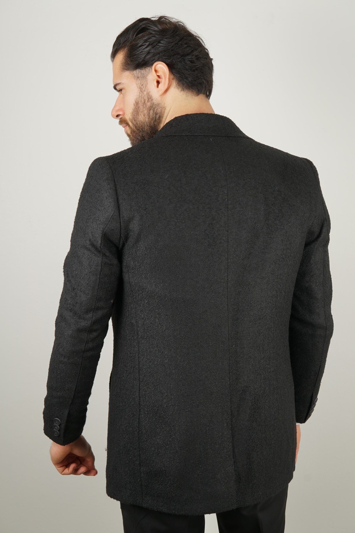 Maserto Siyah Kaban Düz Desenli