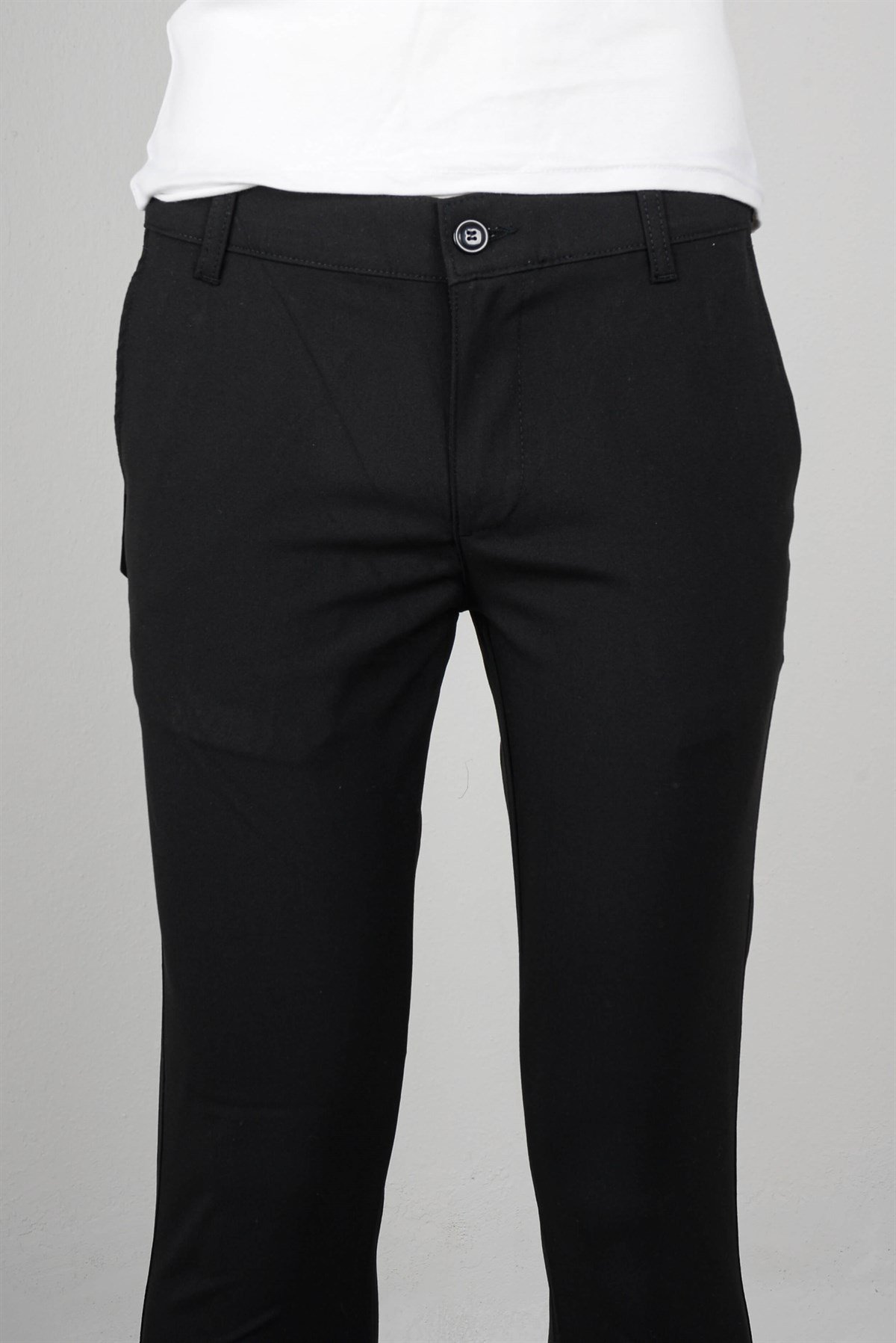 Maserto Siyah Kumaş Pantolon Düz Desenli