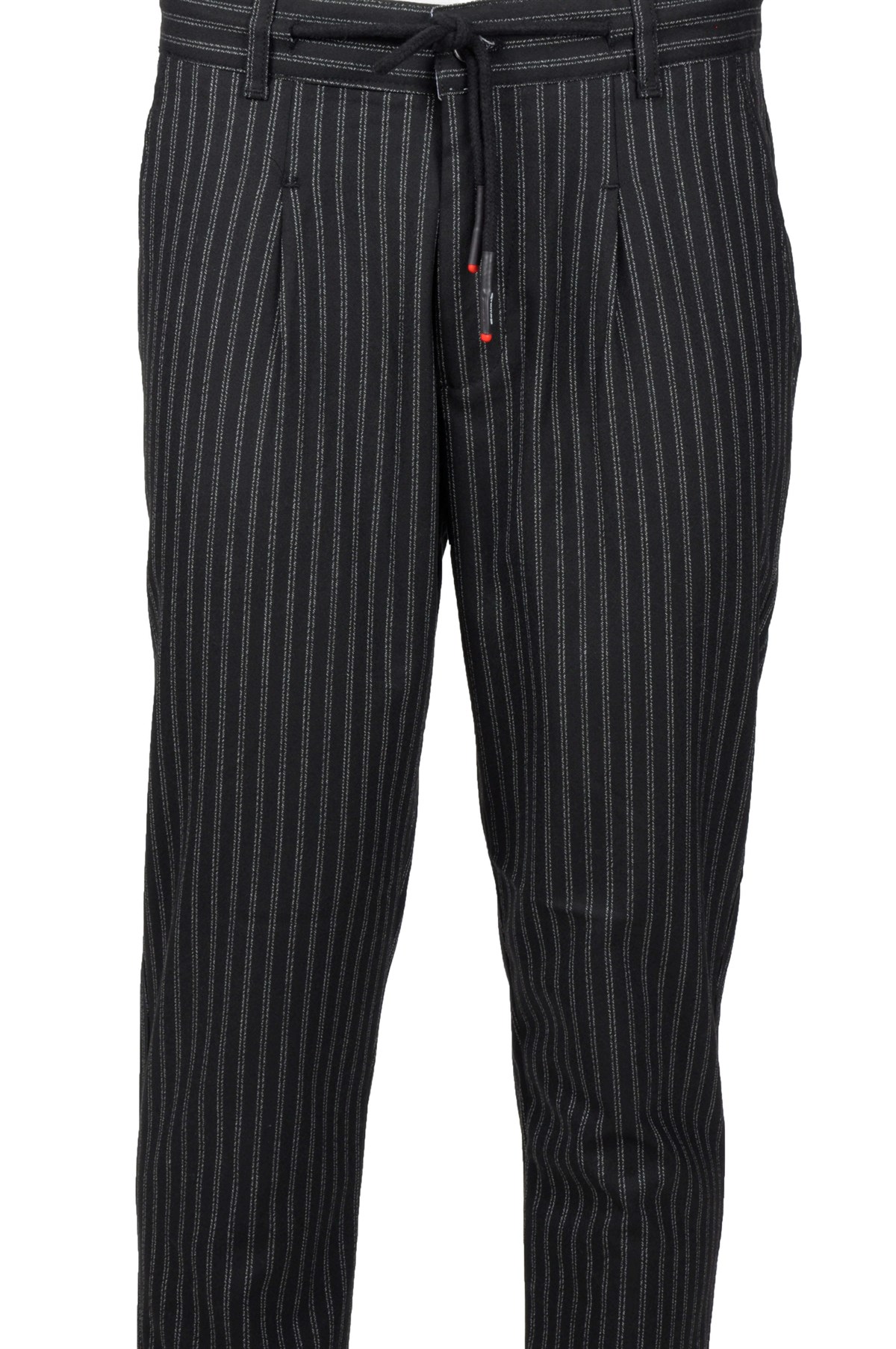 Maserto Siyah Pantolon Çizgili Desenli