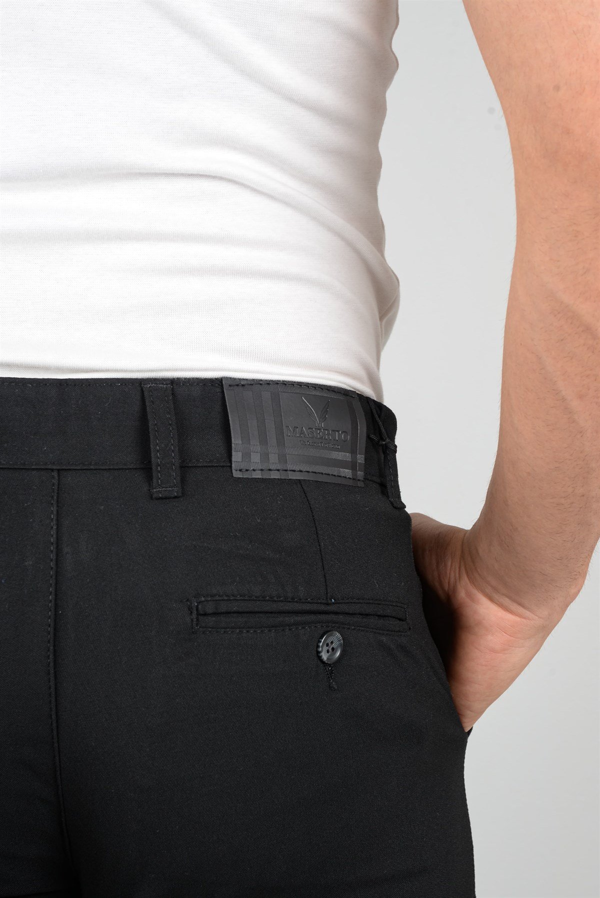 Maserto Siyah Skinny Fit Pantolon Düz Desenli
