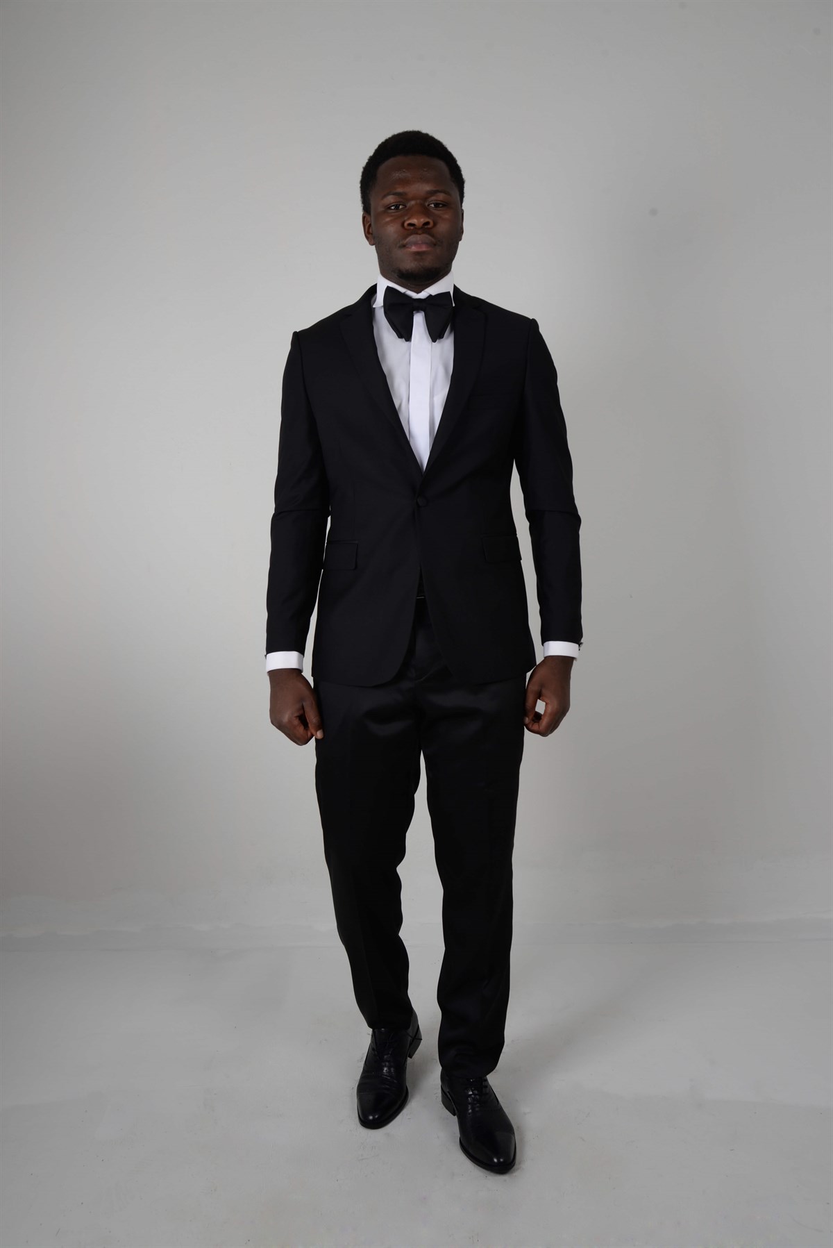 Maserto Siyah Slim Fit Smokin Düz Desenli