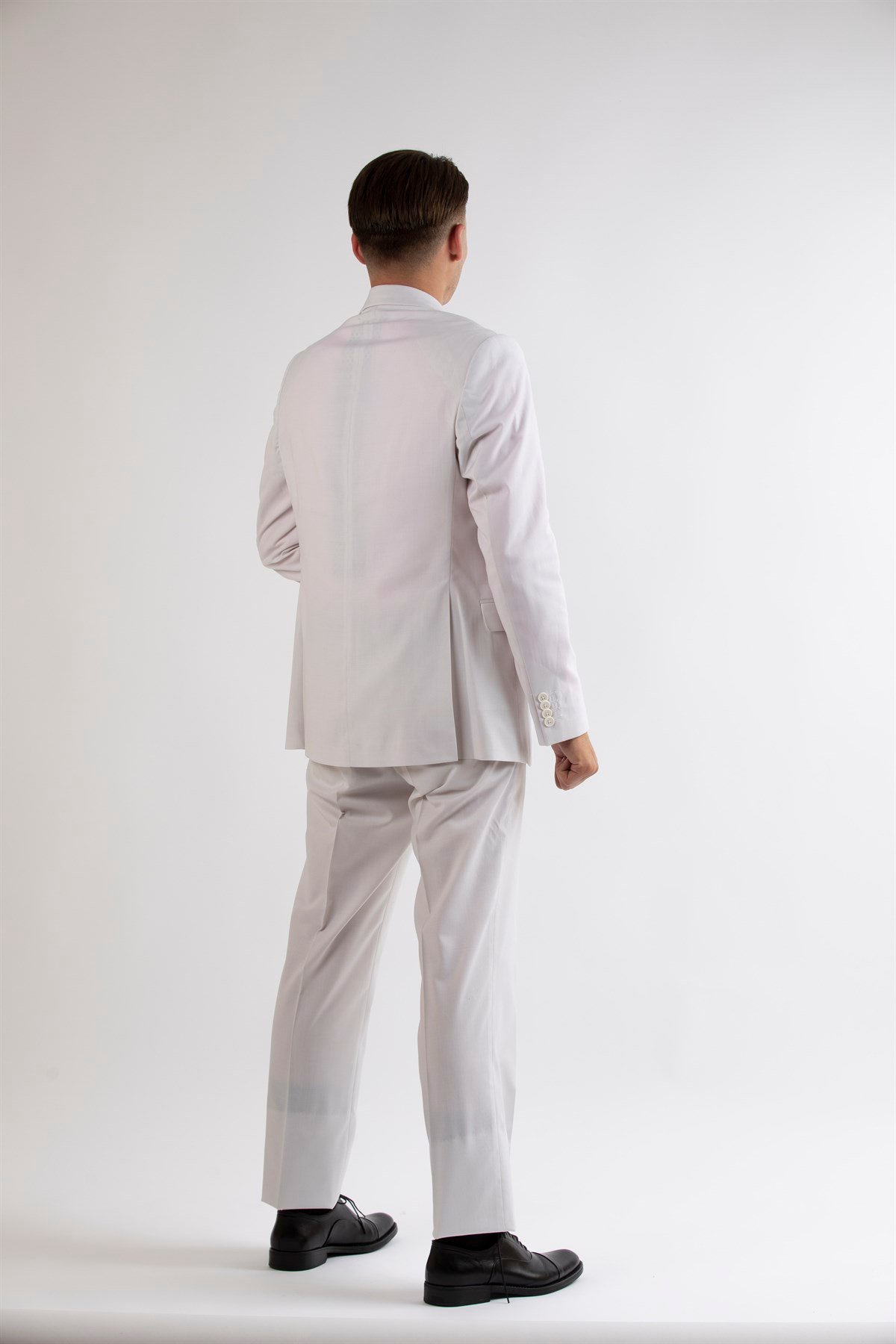 Maserto Slim Fit Beyaz Takım Elbise Düz Desenli