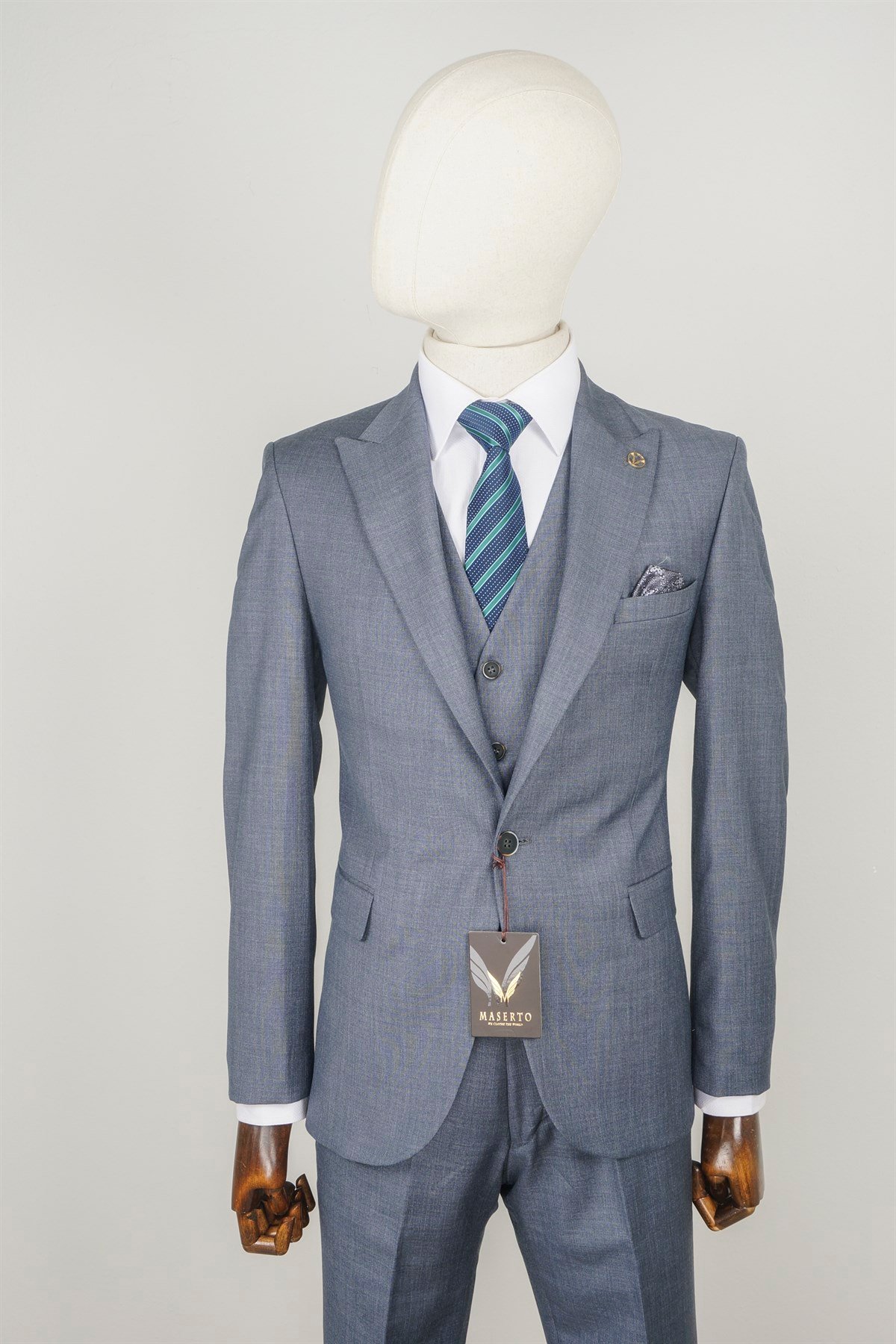 MASERTO Slim Fit Düz Desenli Takım Elbise