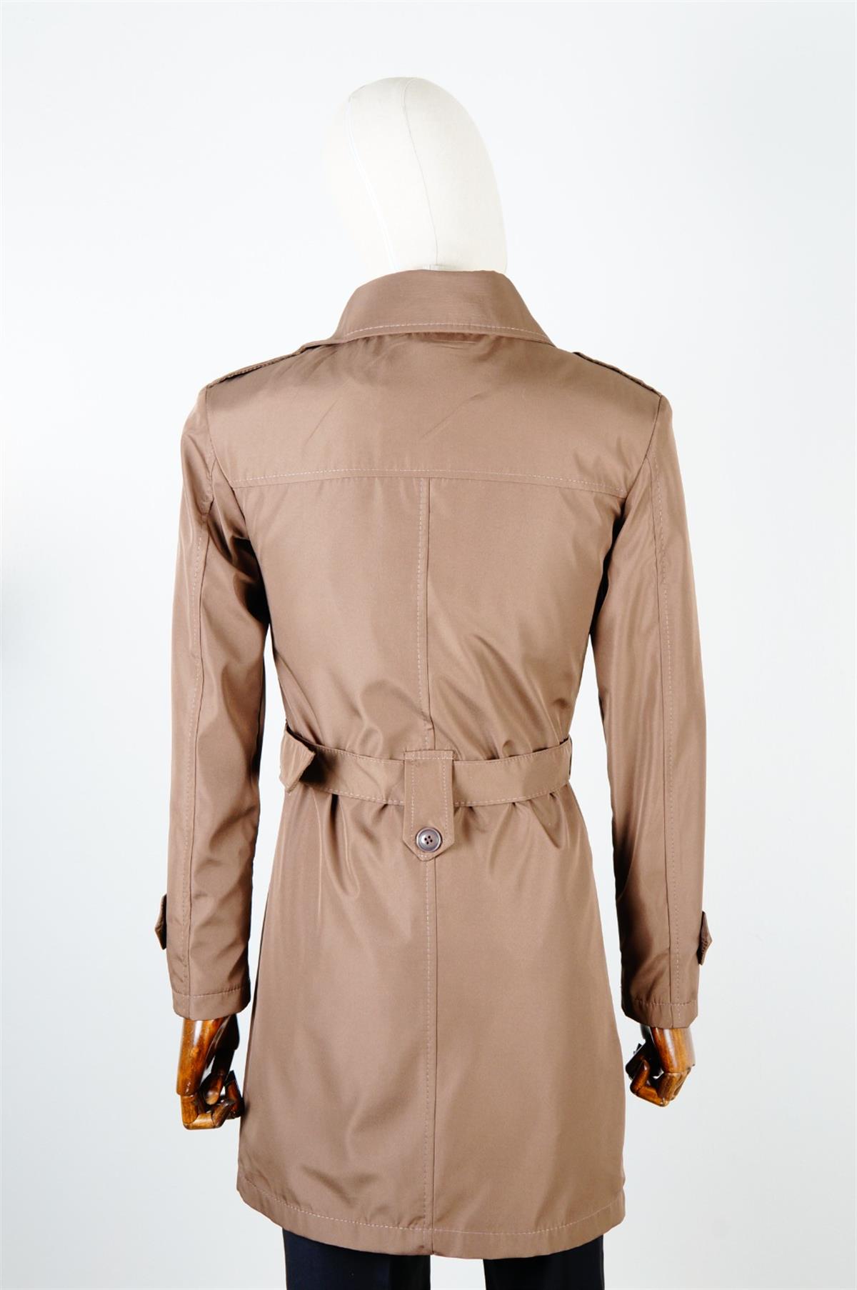 Maserto Slim Fit Erkek Açık Kahve Trençkot