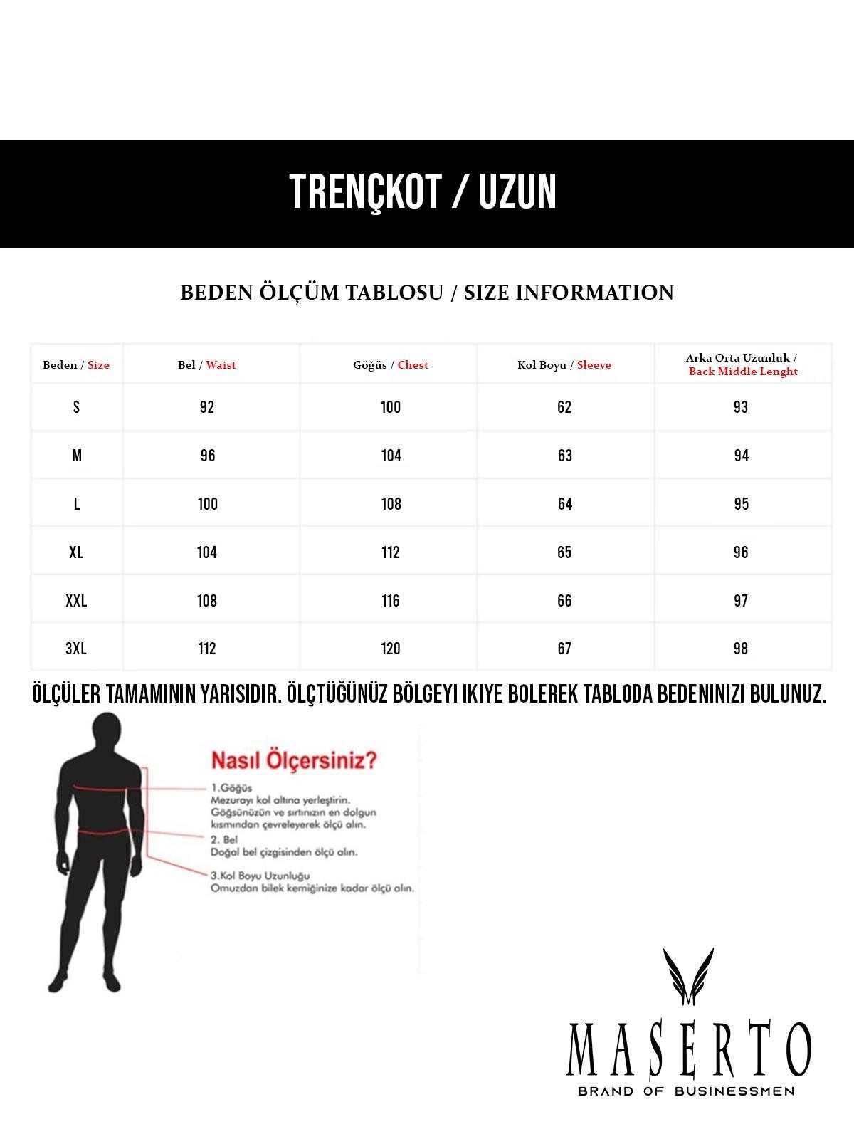 Maserto Slim Fit Erkek Açık Kahve Trençkot