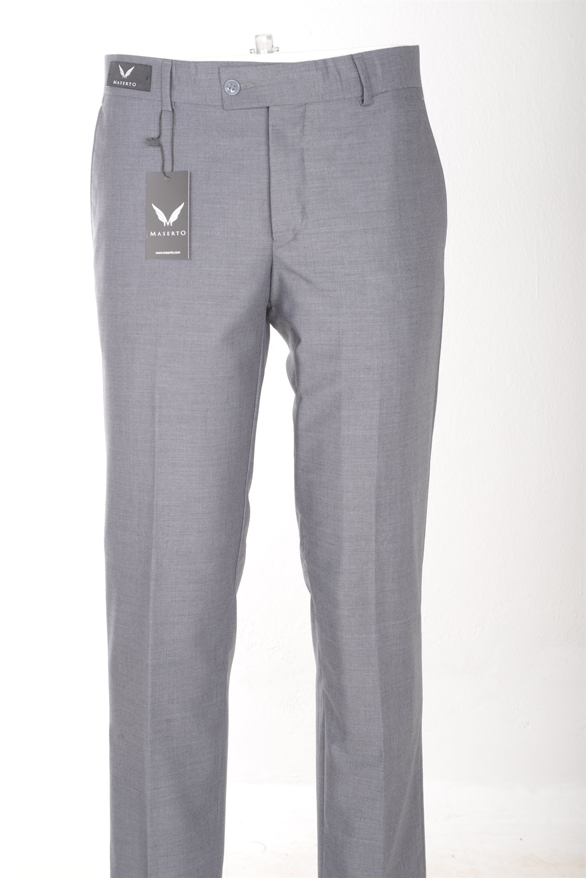 Maserto Slim Fit Gri Pantolon Düz Desenli