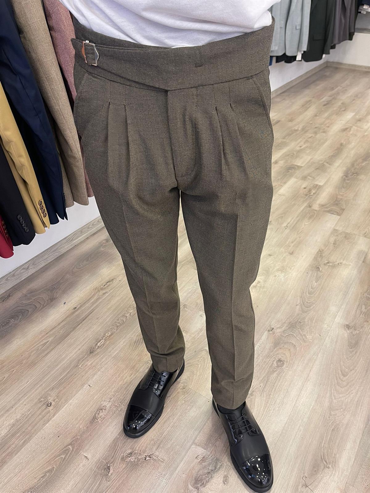 Maserto Slim Fit Gri Pantolon Düz Desenli
