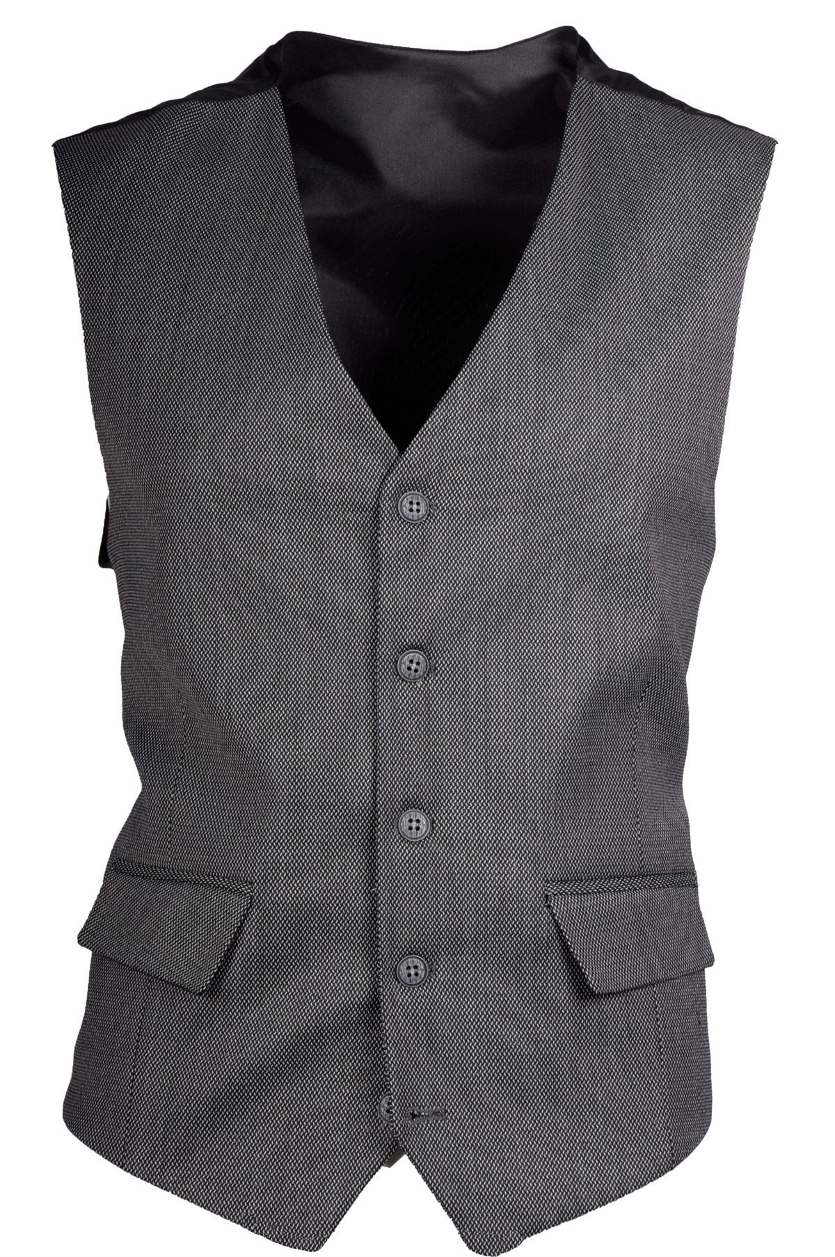 Maserto Slim Fit Gri Yelek Nokta Desenli