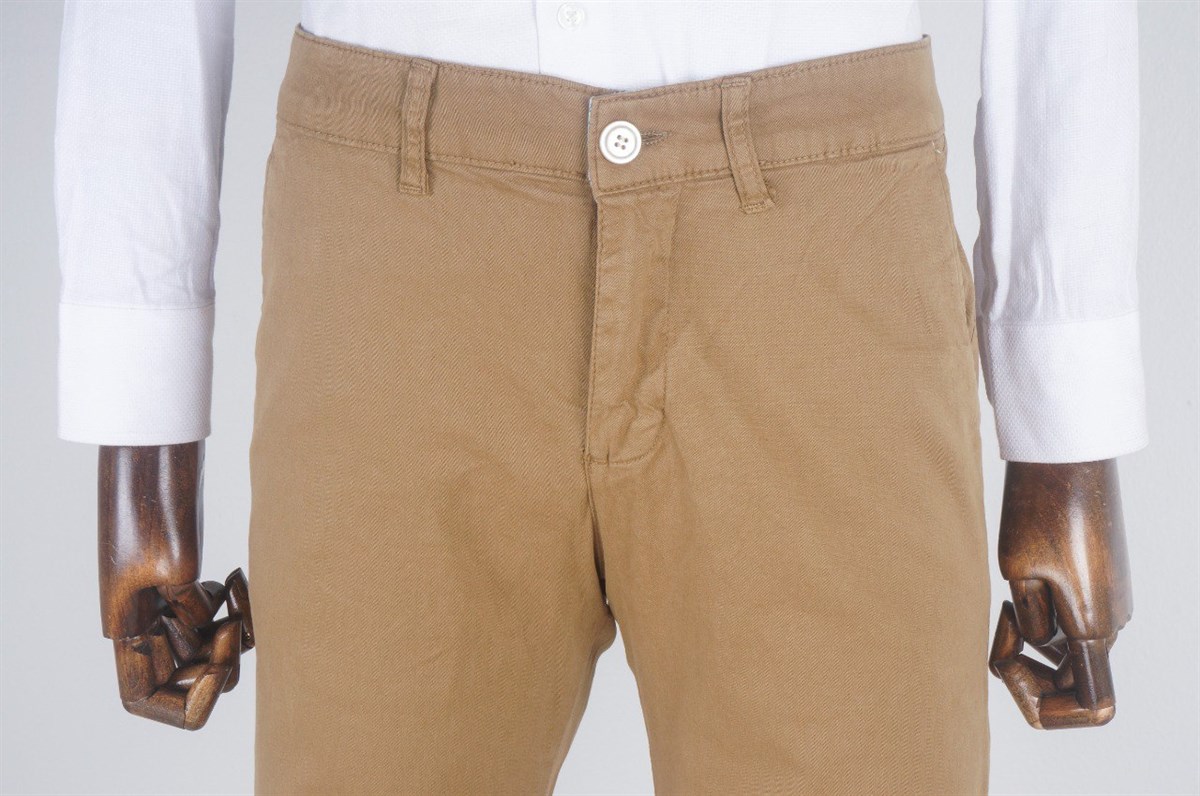 Maserto Slim Fit Hardal Pantolon Düz Desenli