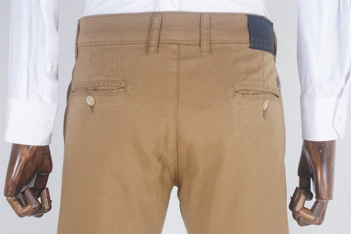 Maserto Slim Fit Hardal Pantolon Düz Desenli