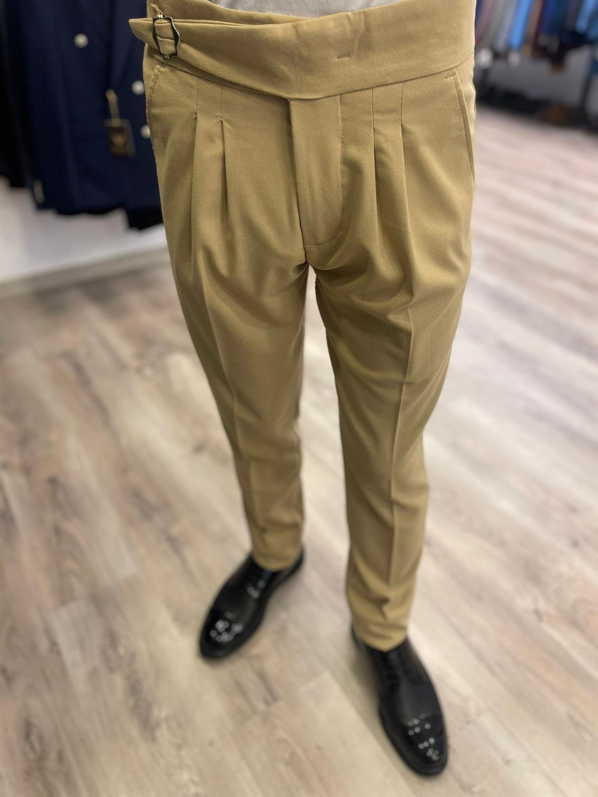 Maserto Slim Fit Kahverengi Pantolon Düz Desenli