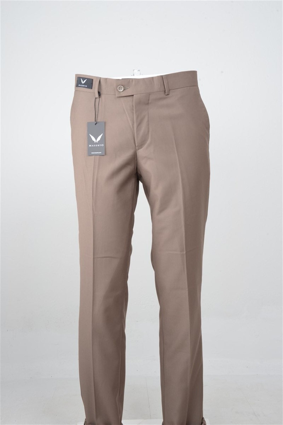 Maserto Slim Fit Kahverengi Pantolon Düz Desenli