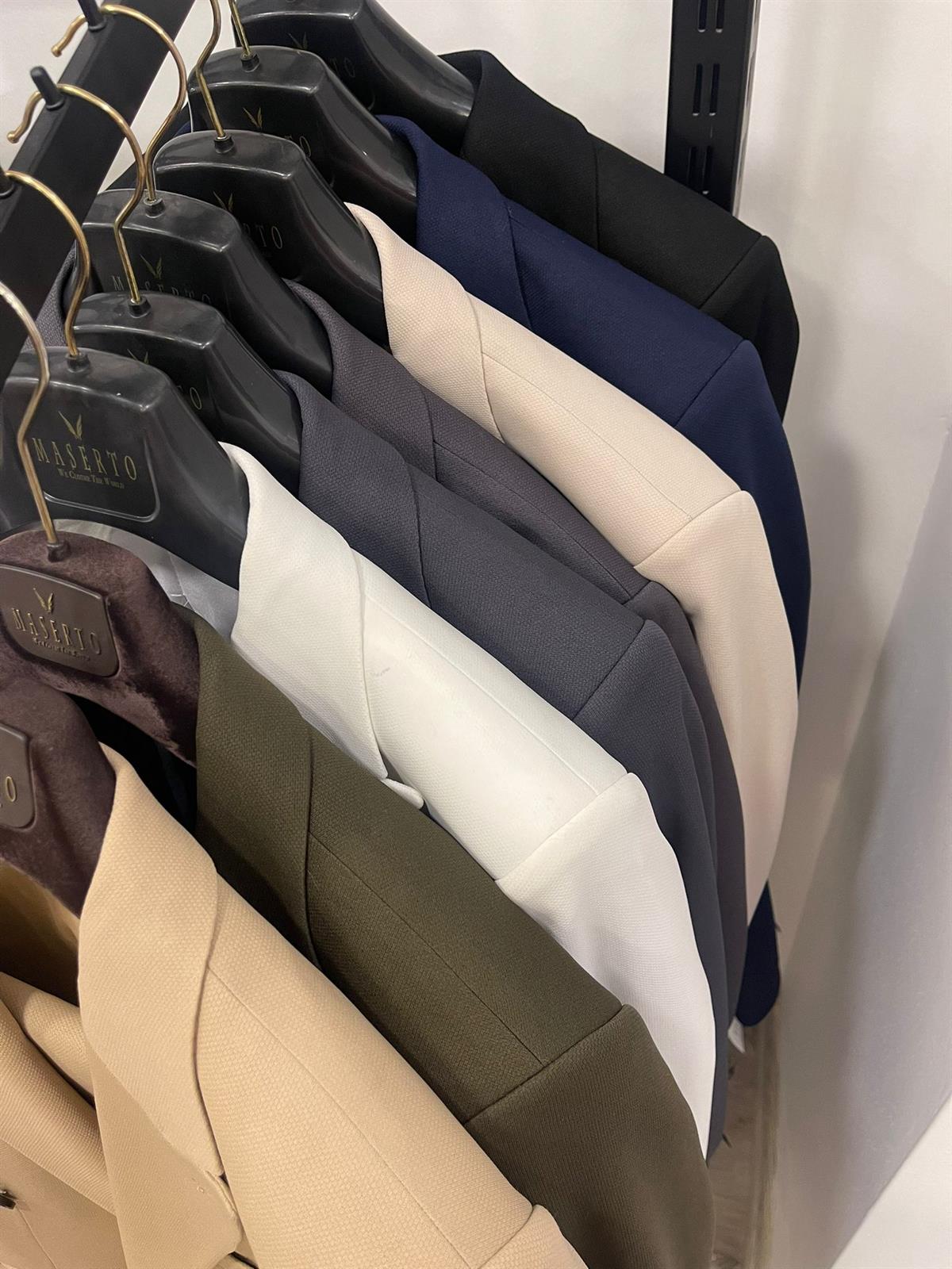 Maserto Slim Fit Kahverengi Takım Elbise Düz Desenli