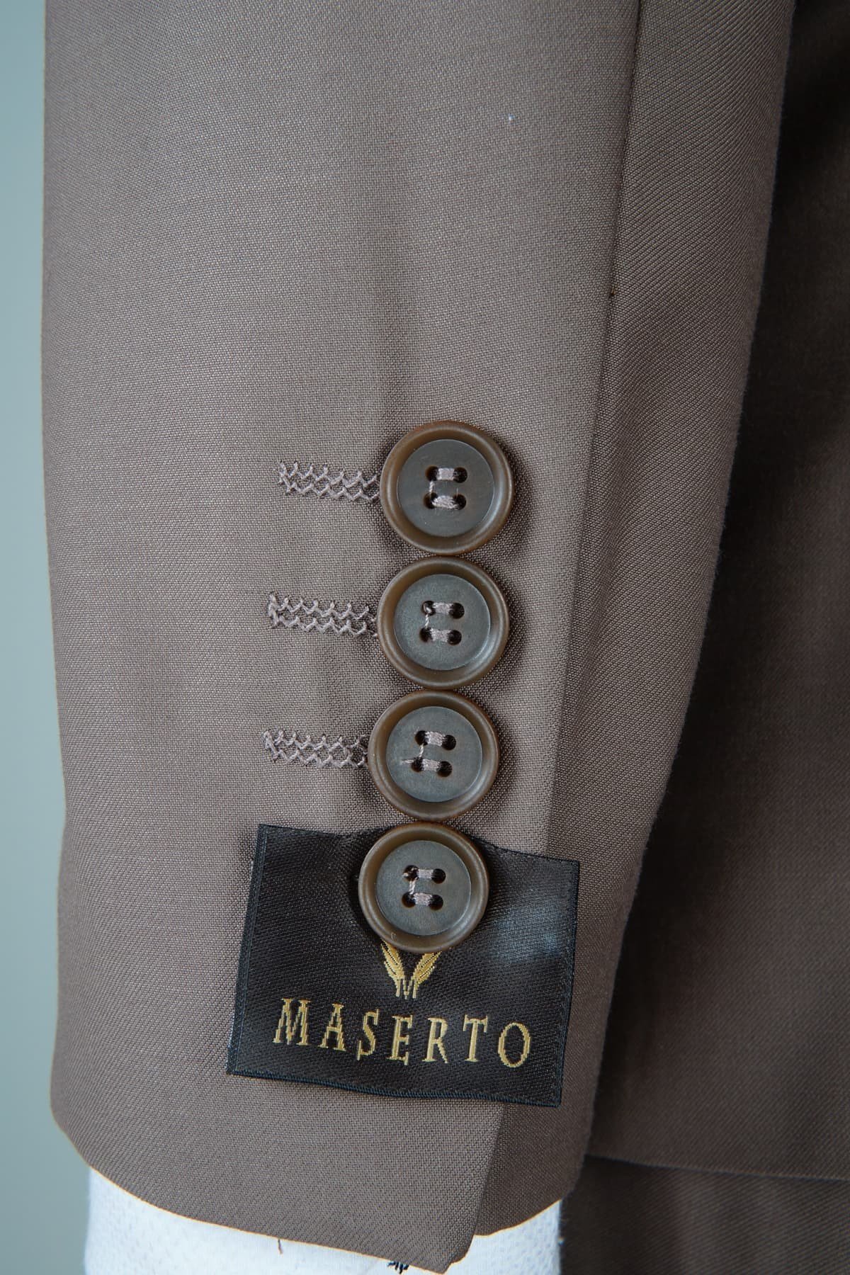 Maserto Slim Fit Kahverengi Takım Elbise Düz Desenli