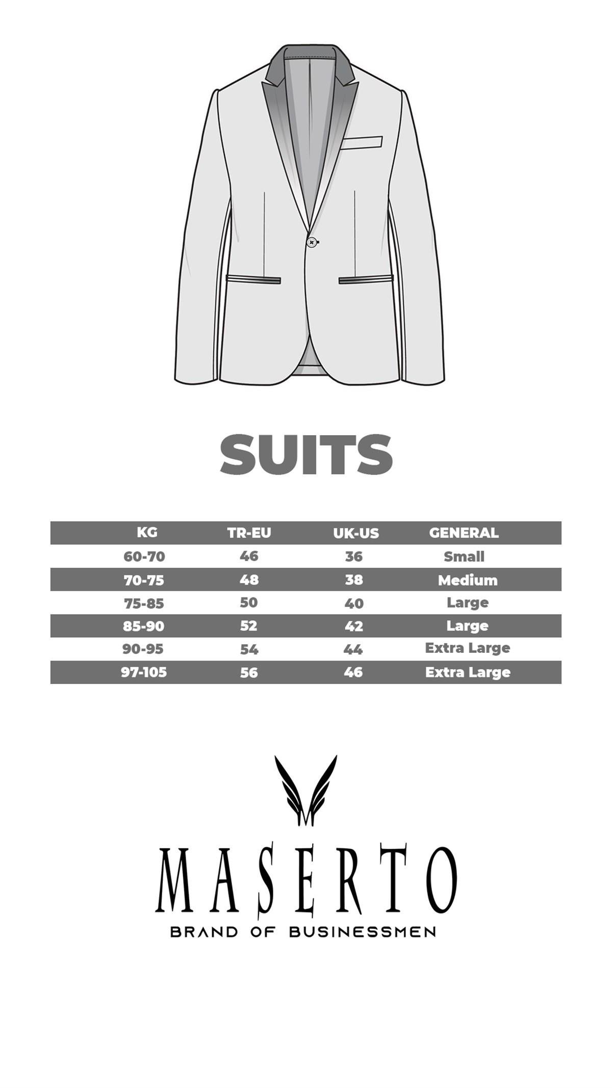 Maserto Slim Fit Kırmızı Takım Elbise Düz Desenli