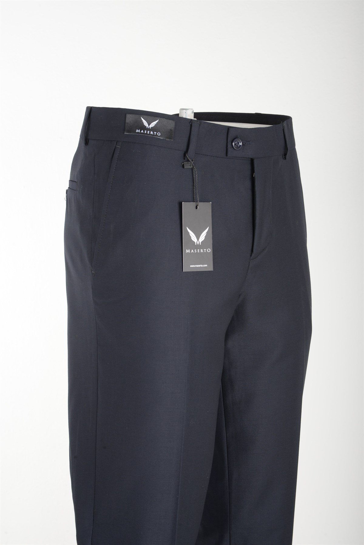 Maserto Slim Fit Koyu Lacivert Pantolon Düz Desenli