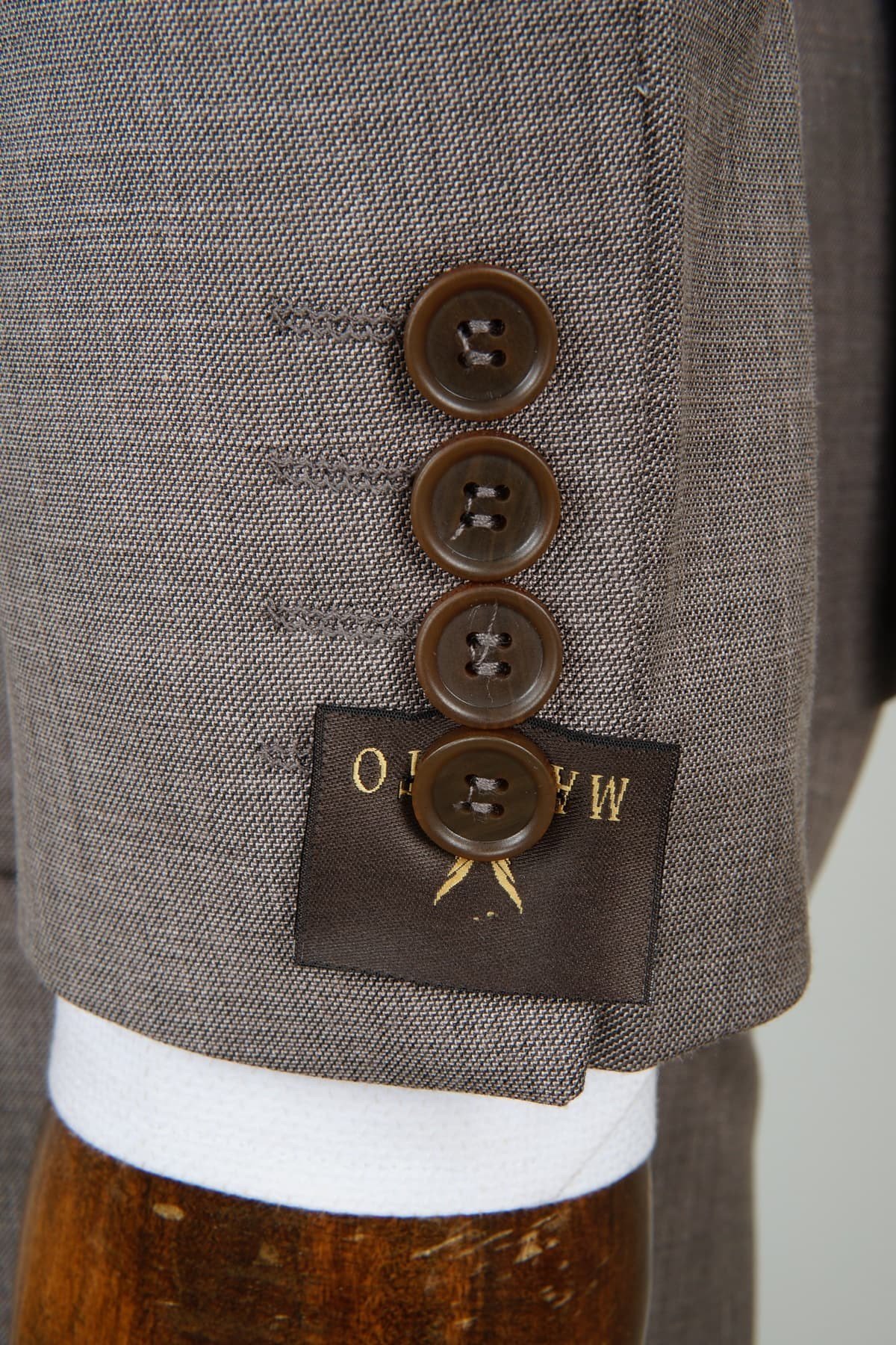 Maserto Slim Fit Krem Yelekli Takım Elbise Kendinden Desenli