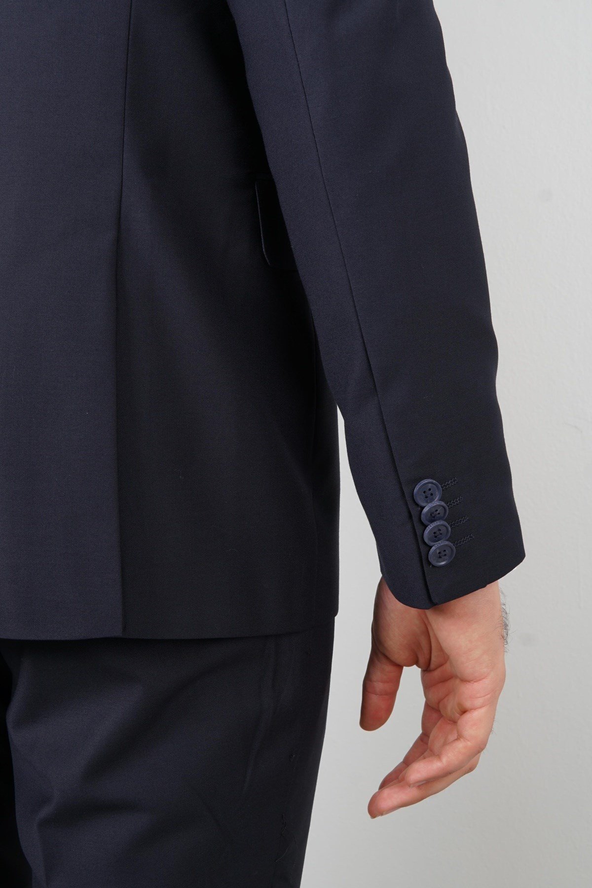 Maserto Slim Fit Kruvaze Lacivert Takım Elbise Düz Desenli