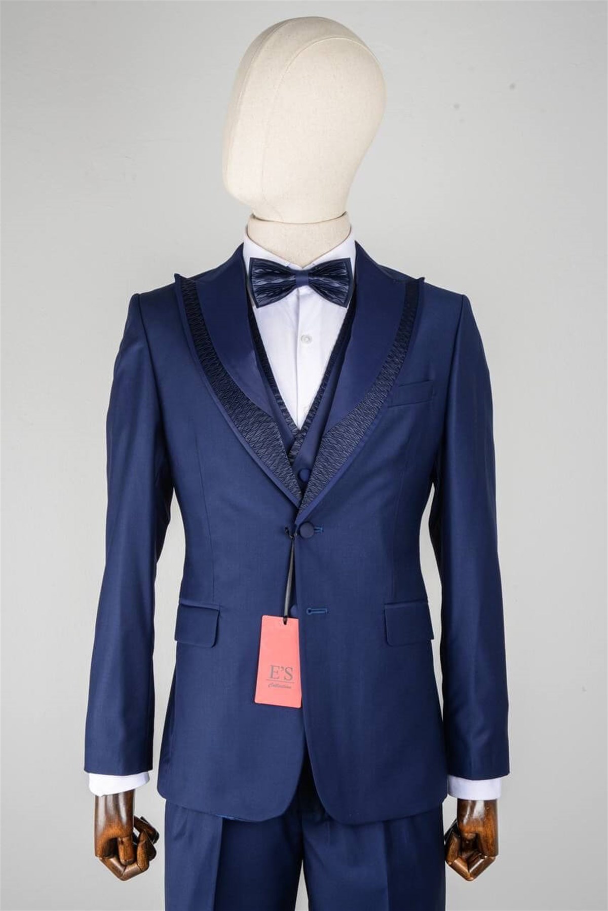 Maserto Slim Fit Lacivert Damatlık Düz Desenli