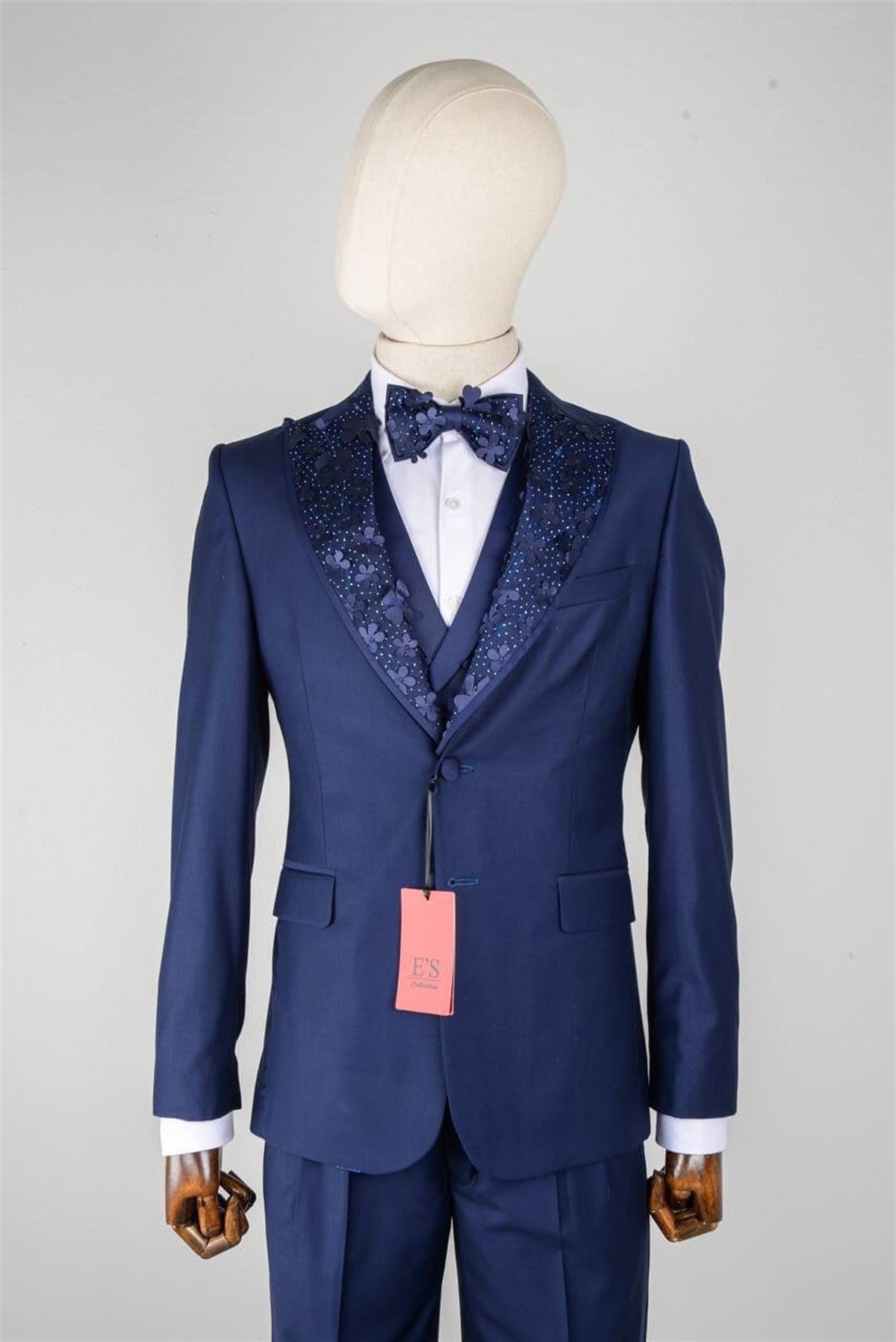 Maserto Slim Fit Lacivert Damatlık Düz Desenli