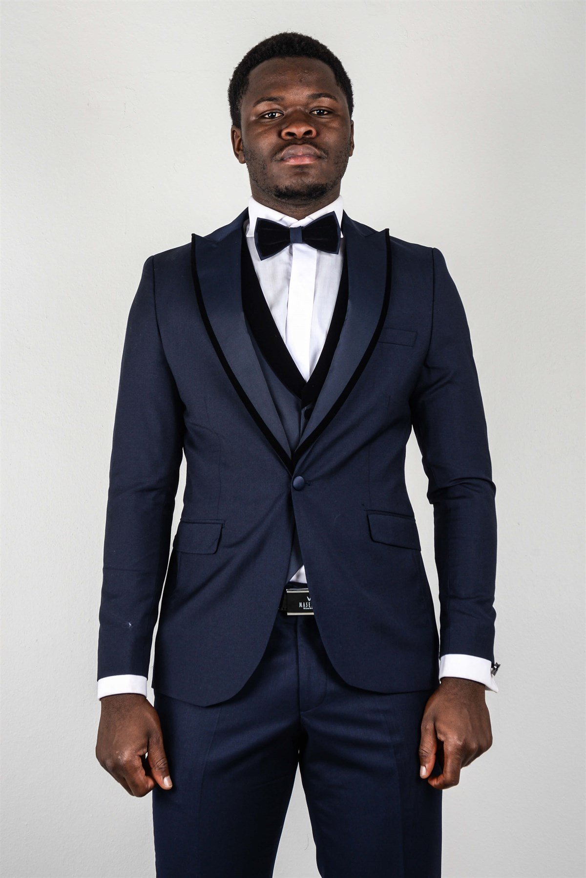 Maserto Slim Fit Lacivert Özel Dikim Damatlık