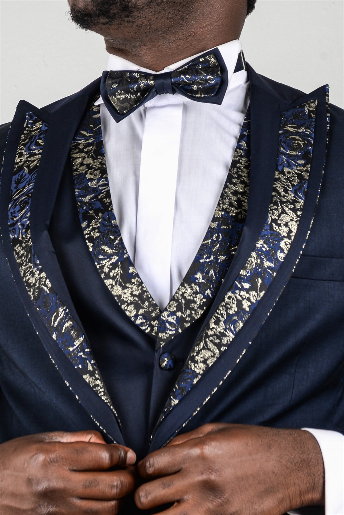 Maserto Slim Fit Lacivert Özel Dikim Damatlık