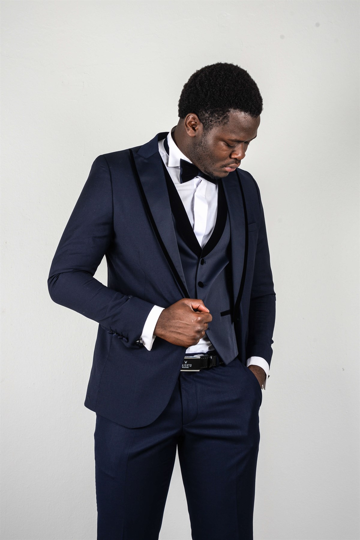 Maserto Slim Fit Lacivert Özel Dikim Damatlık