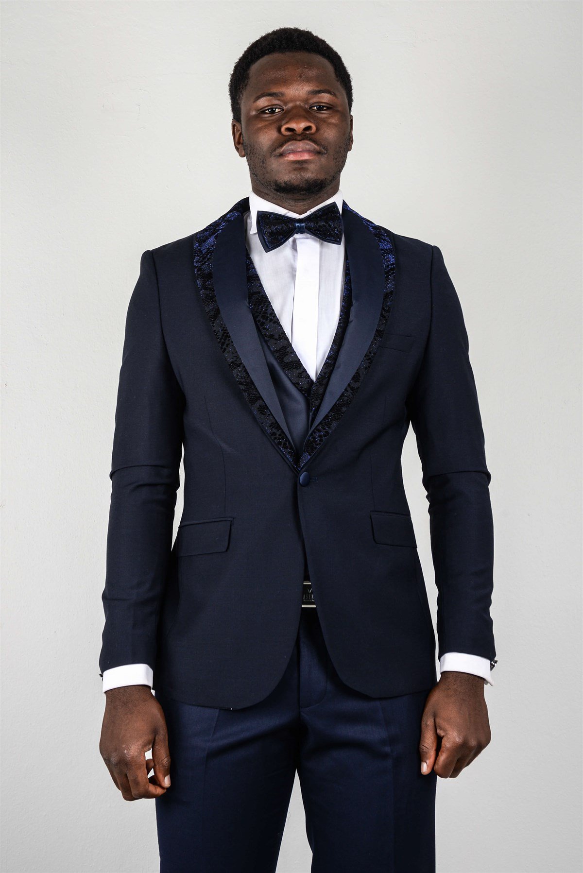 Maserto Slim Fit Lacivert Özel Dikim Damatlık