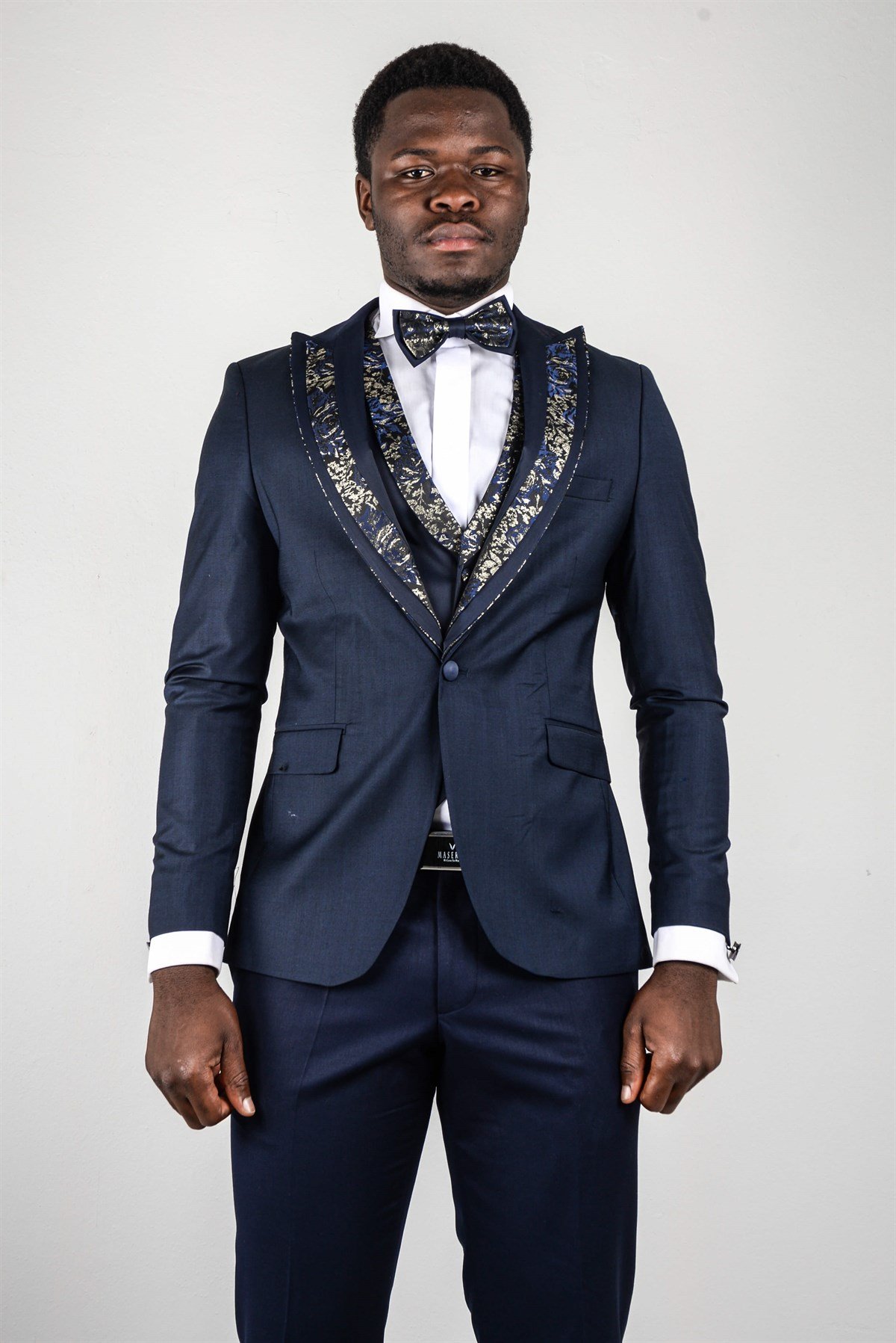 Maserto Slim Fit Lacivert Özel Dikim Damatlık