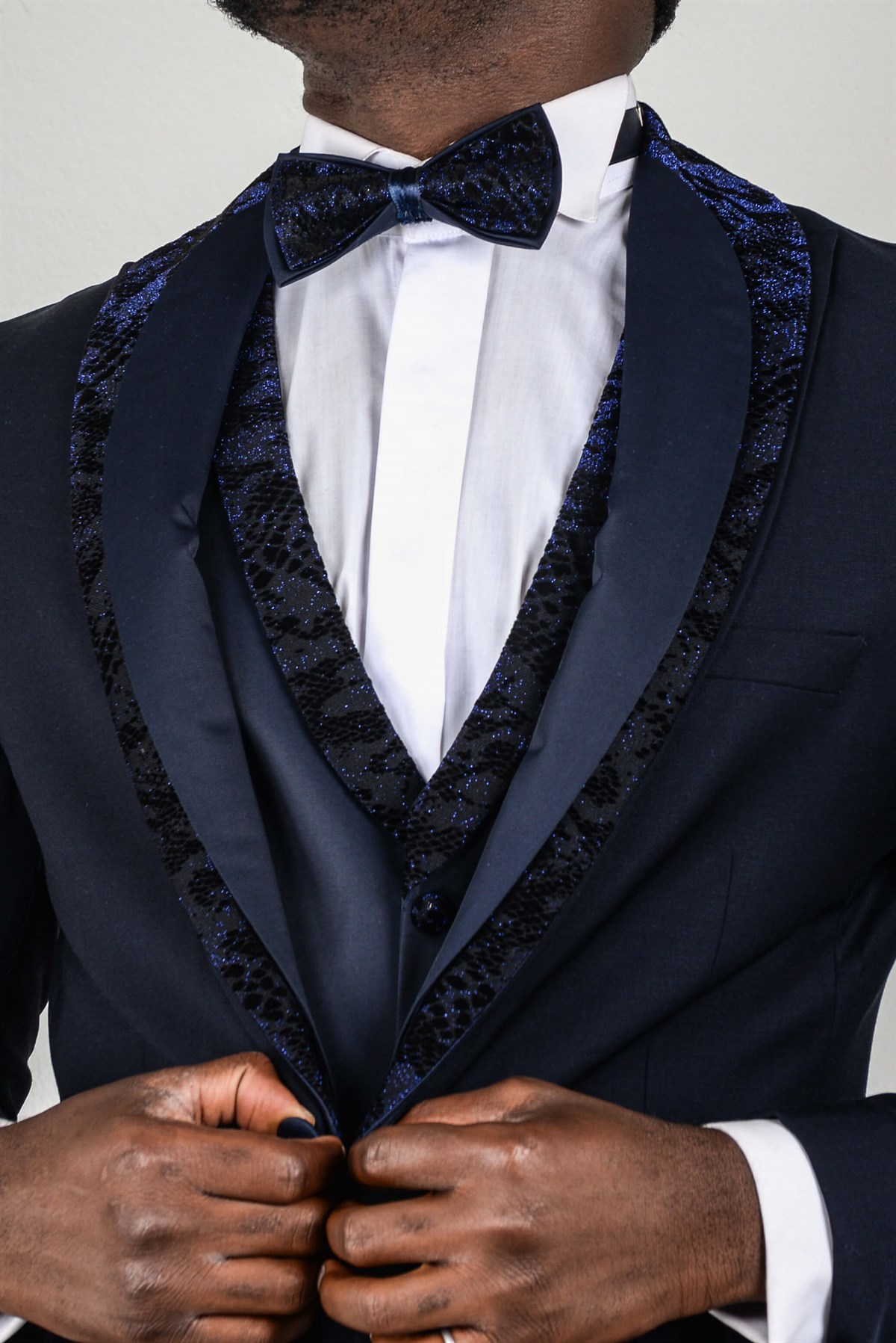 Maserto Slim Fit Lacivert Özel Dikim Damatlık