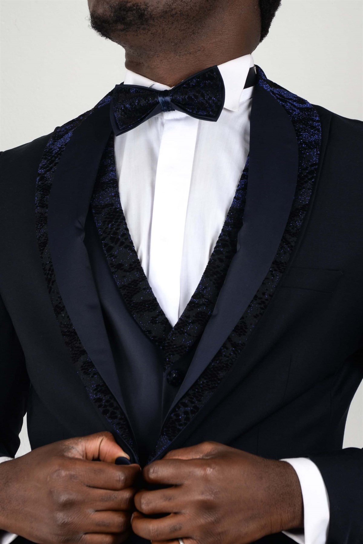 Maserto Slim Fit Navy Blue Special  Wedding Suit