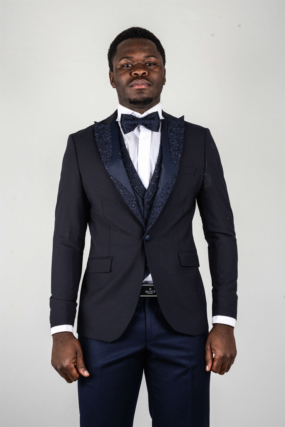 Maserto Slim Fit Lacivert Özel Dikim Damatlık